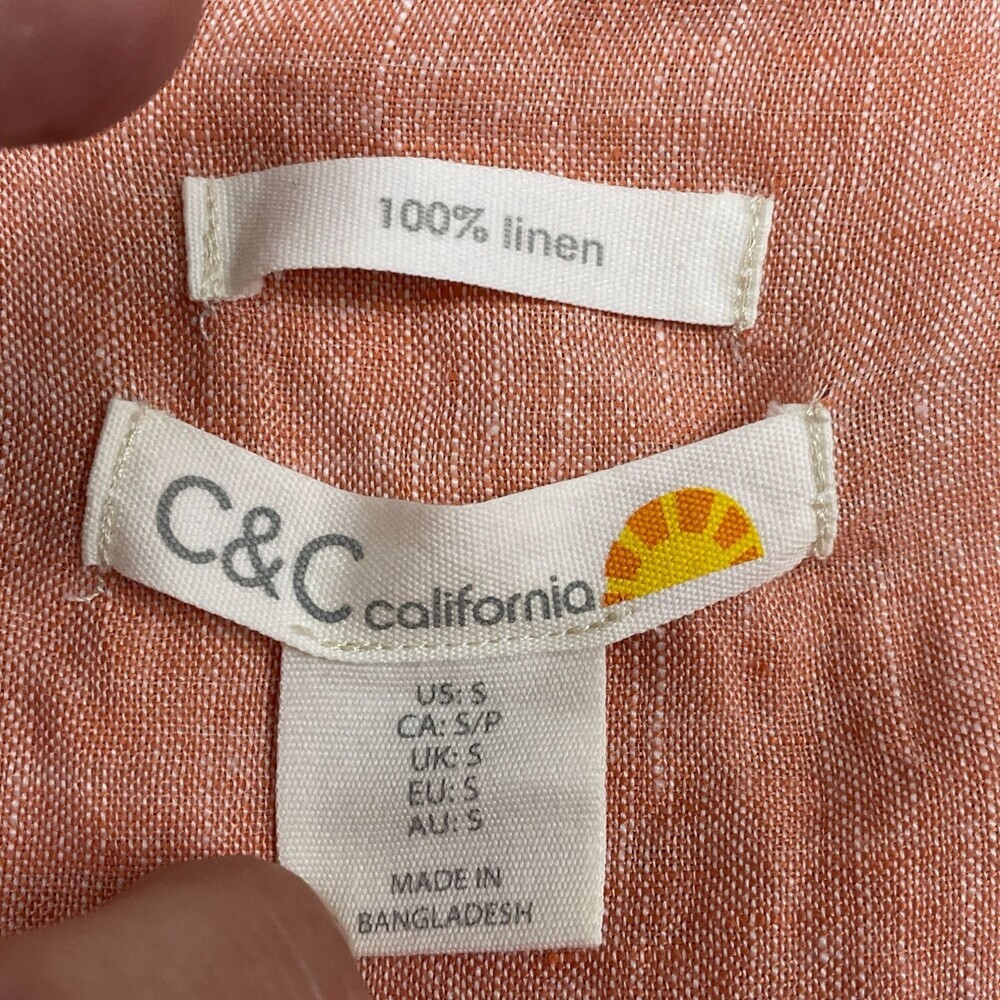 C&C California Womens Peach Linen Button-Up Shirt Small a0945 - Picture 2 of 6